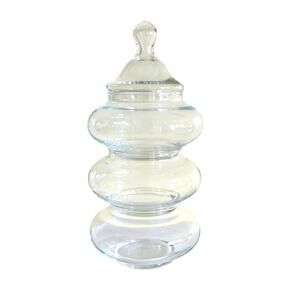 Vintage 60s 3 Tier Stackable Apothecary Glass Jar Lid Canister Vanity Terrarium